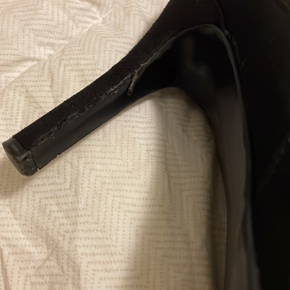 Black suede zippered boots size 8W 4 inch heels sexy knee length - Picture 9 of 10